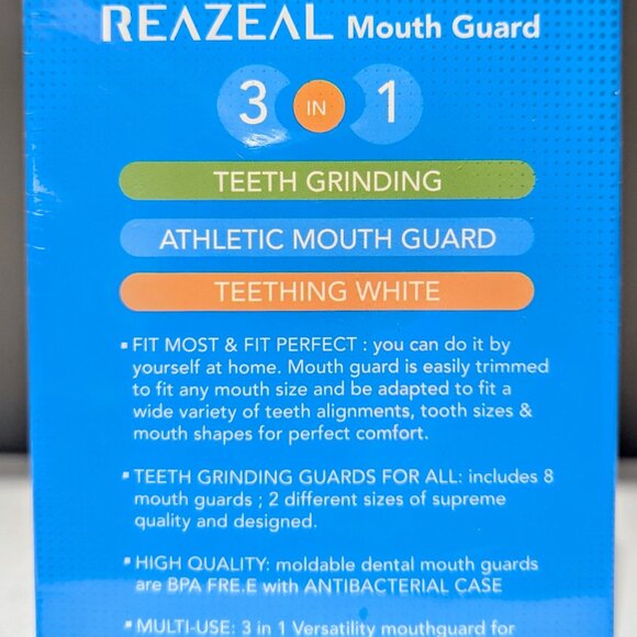 Reazeal Custom Fit Mouth Guard (8 Guards, 2 Sizes) Anti-Snoring Teeth Grinding - Picture 3 of 4